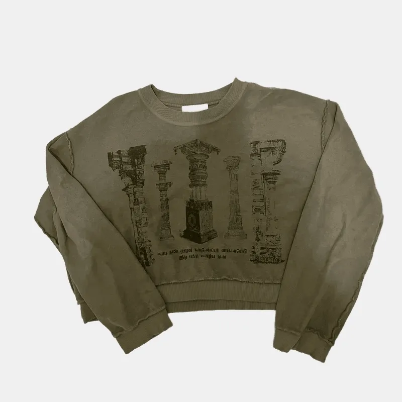 Olive Graphic Sweatshirt by Sangiev