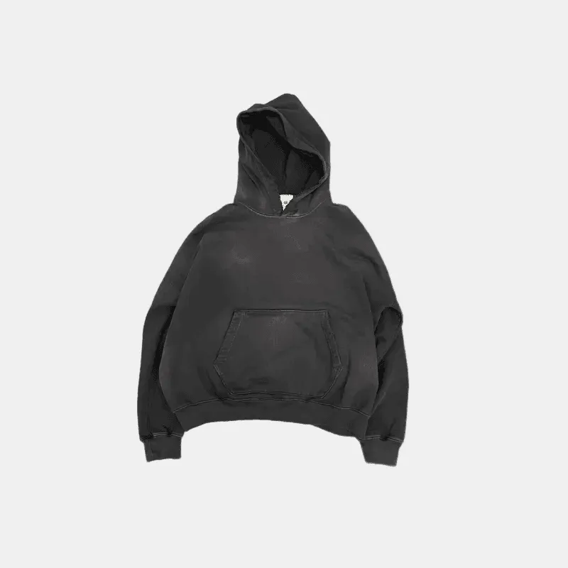 Black Oversized Cropped Hoodie by MOOJIMOOJI