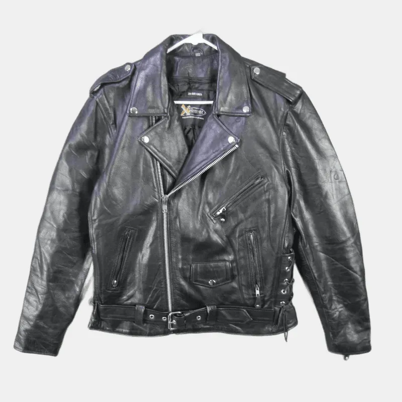 Black Leather Biker Jacket by Xelement
