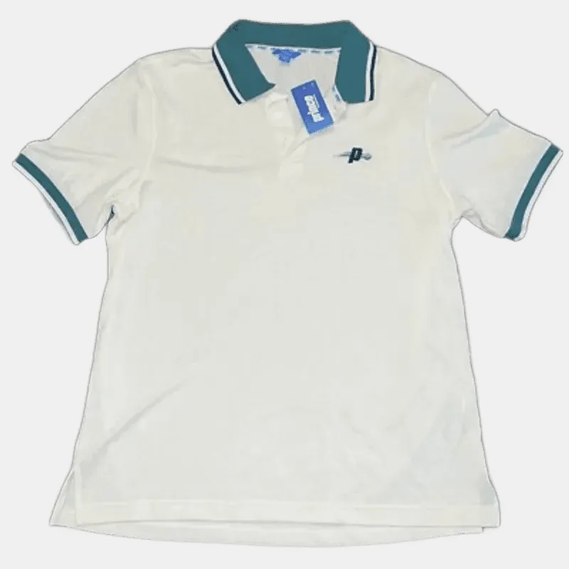 Cream Polo Shirt with Green Collar by Prince