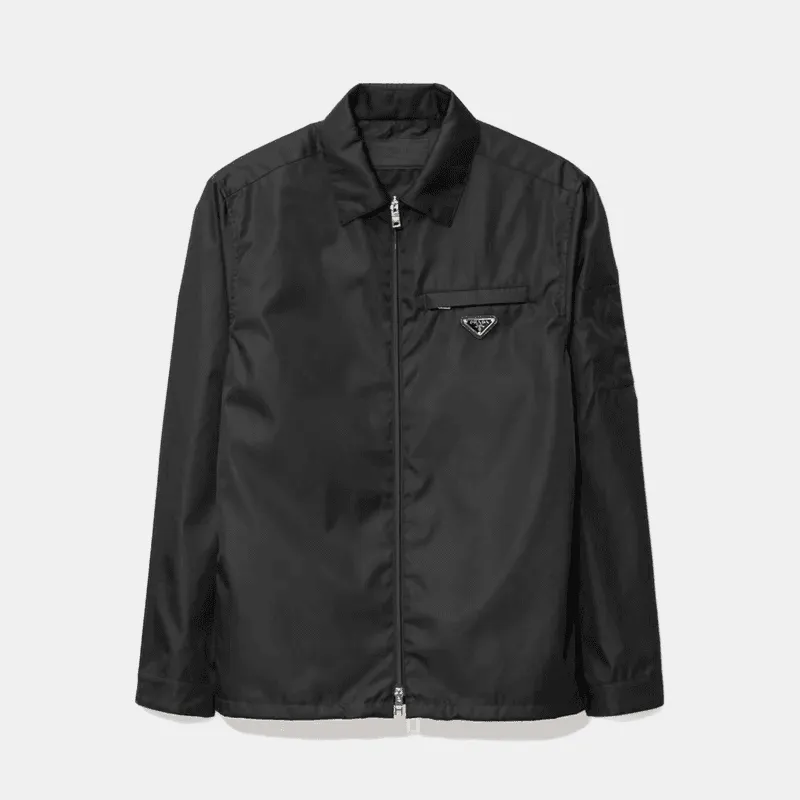 Black Zip-Up Nylon Jacket by Prada