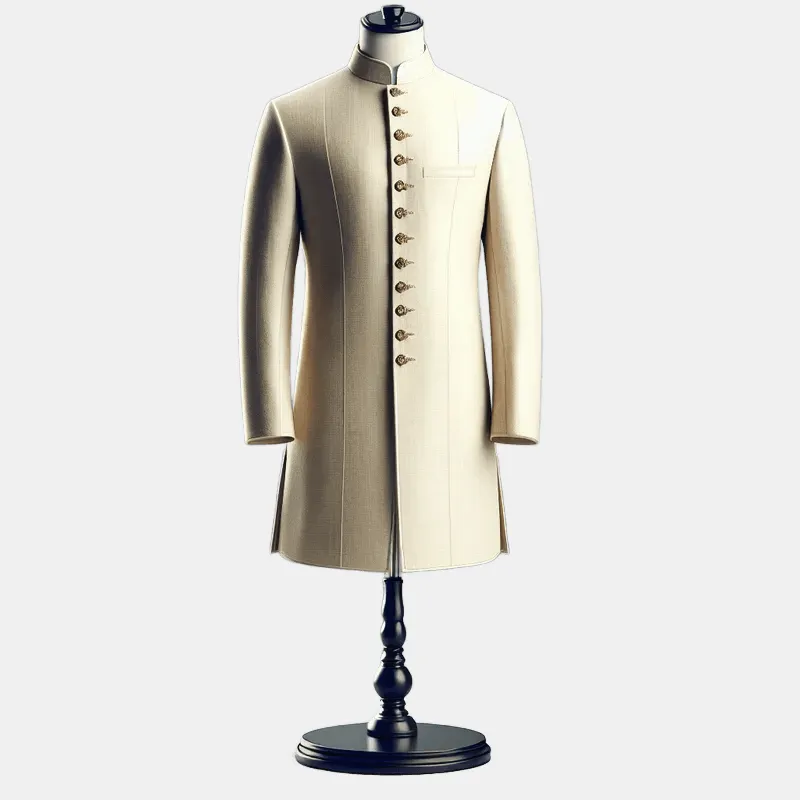 Embroidered Cream Sherwani