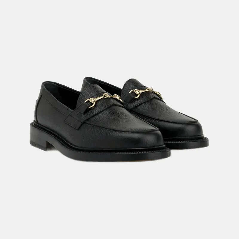 Black Leather Horsebit Loafers by Blackstock & Weber