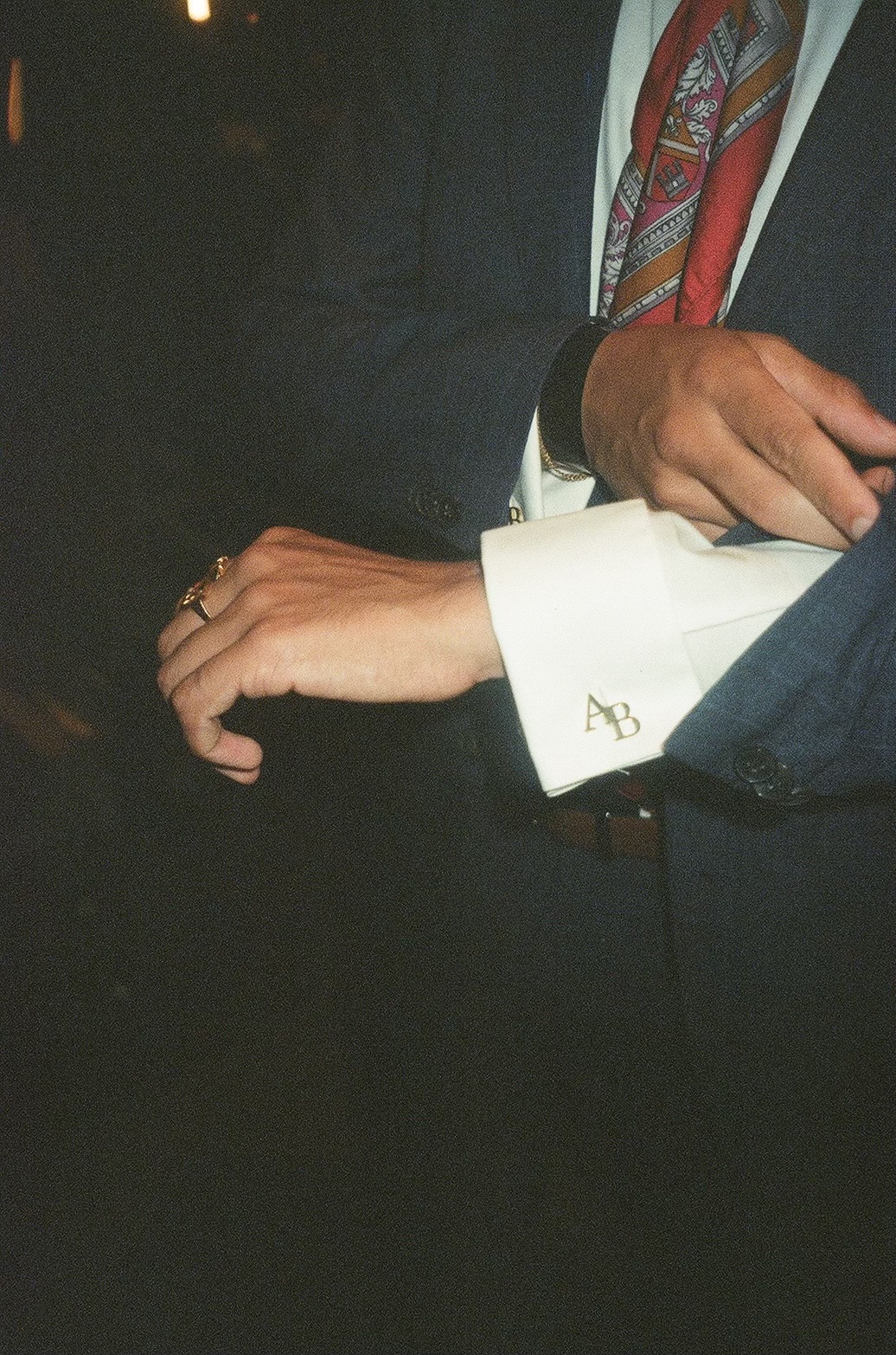 Statement Suit — AB cufflinks detail